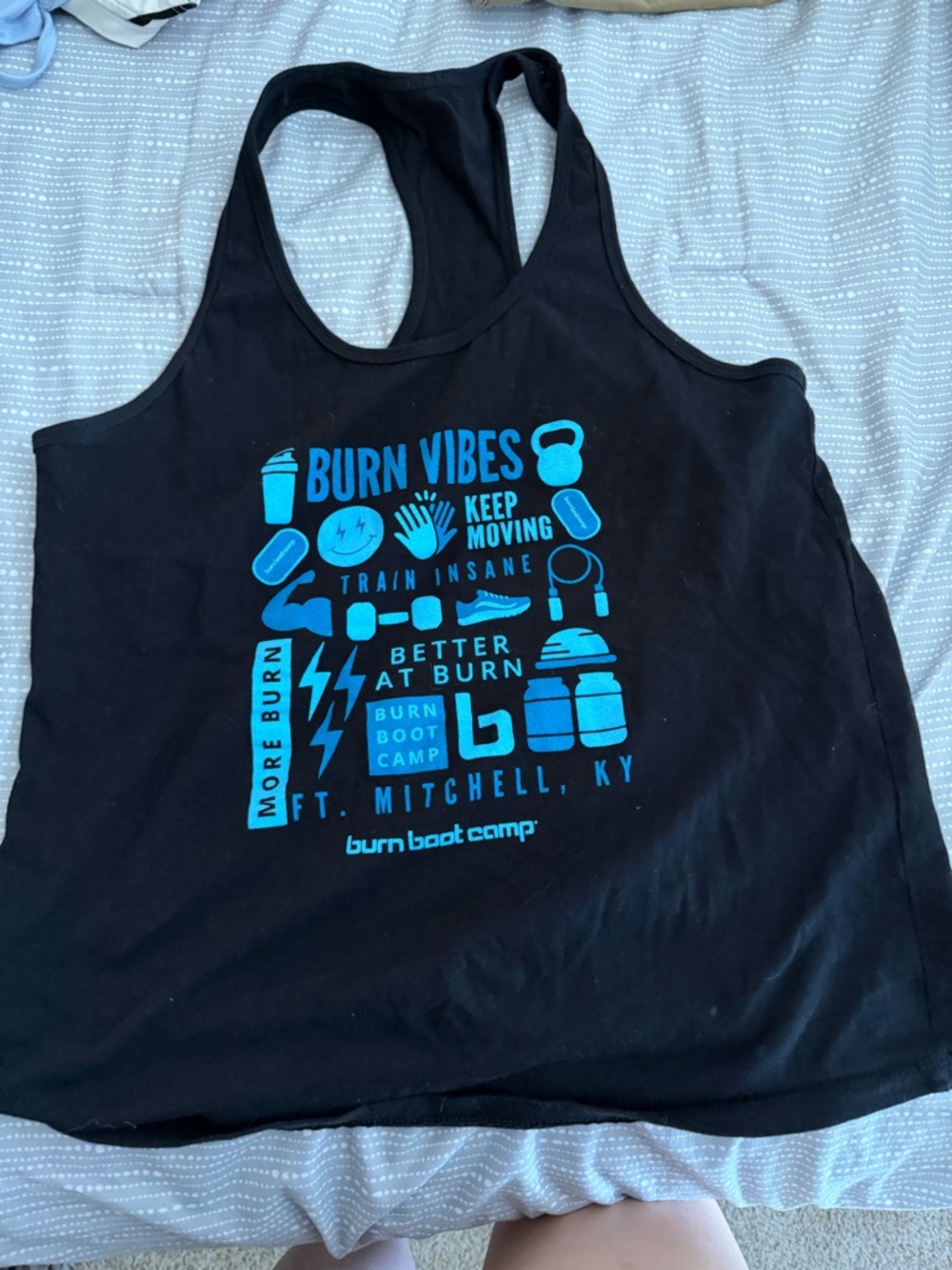 Burn Boot Camp Women’s Black Muscle Tee - Burn Vibes Graphic